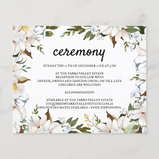 予算/エレガントなウェディング詳細カード。招待状 (裏面)