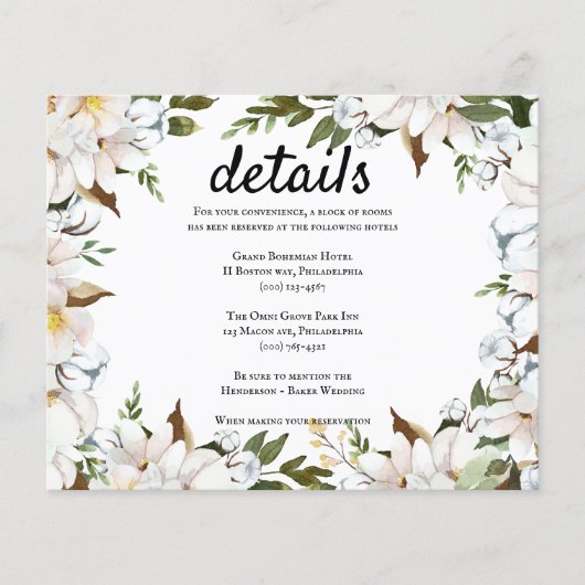 予算/エレガントなウェディング詳細カード。招待状 (正面)