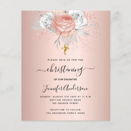 予算《キリスト教》洗礼式や命名式バラ金ゴールド花模様招待