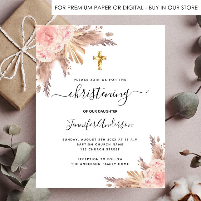 予算《キリスト教》洗礼式や命名式パンパスグラスバラ金ゴールド女の子 (クリエイターアップロード済み)