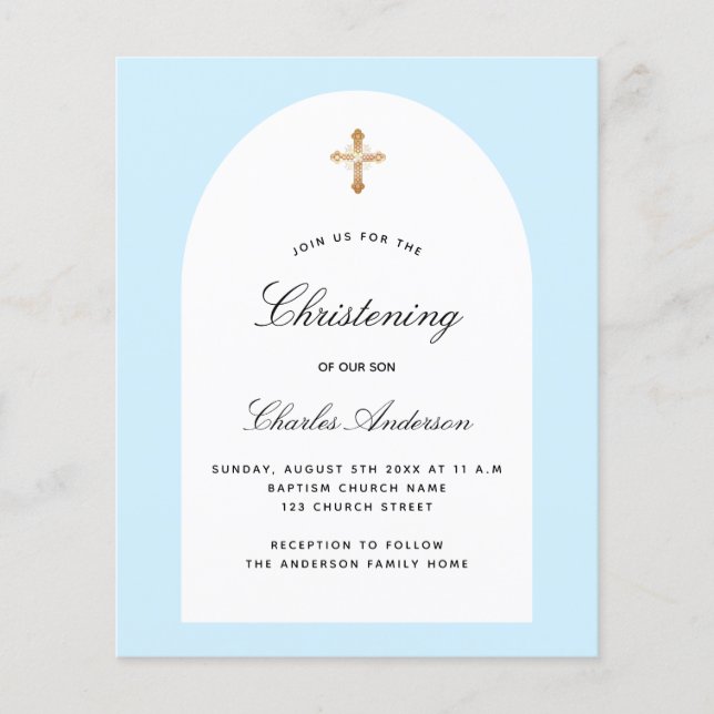 予算《キリスト教》洗礼式や命名式ライトブルー白いアーチ少年 (正面)