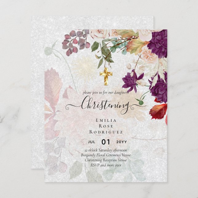 予算《キリスト教》洗礼式や命名式招待状バプティスバウティゾバウティスモ (正面/裏面)