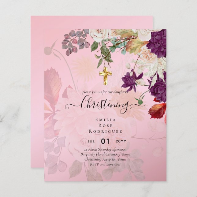 予算《キリスト教》洗礼式や命名式招待状バプティスバウティゾバウティスモ (正面/裏面)