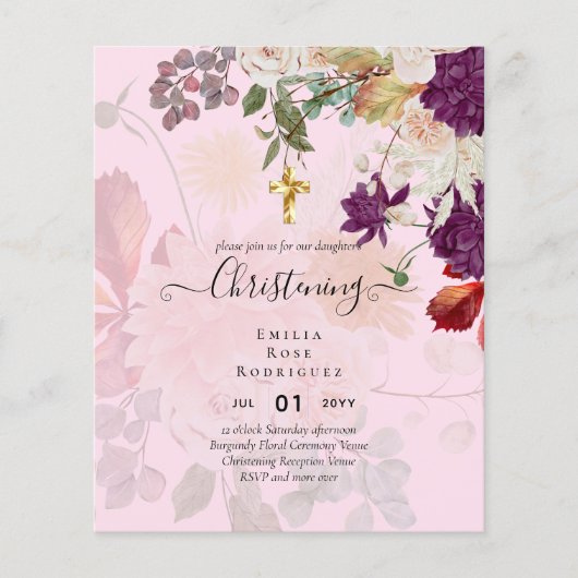 予算《キリスト教》洗礼式や命名式招待状バプティスバウティゾバウティスモ チラシ (正面)