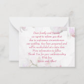 予算。シックでフローラ。の結婚計画の変更 ノートカード (裏面)