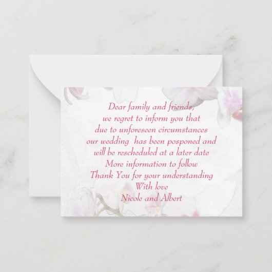 予算。シックでフローラ。の結婚計画の変更 ノートカード (裏面)