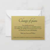 予算。シンプルゴールデン結婚延期 ノートカード (裏面)