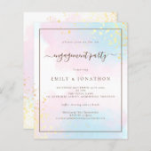 予算 |ピンクティール(緑がかった色)水彩婚約パーティ (正面/裏面)