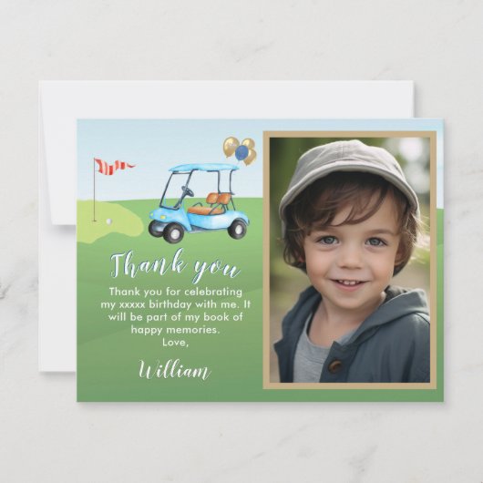 予算 フォトボーイ ゴルフ どの年でも誕生日 ありがとう サンキューカード (正面)