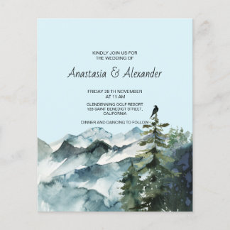 予算/フォレスト&山の結婚式招待状。 チラシ