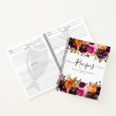 予算 フラワー バーガンディー イエロー パープル ピンク レシピ ノートブック (内部)