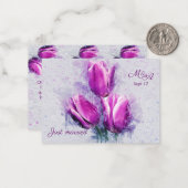 予算。フローラ、明るい赤紫色チューリップたった今結婚しました ノートカード (正面/裏面インサイチュ)