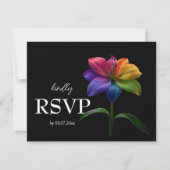 🌈 予算+メニュー+RSVP テクニカラー・ラブ 出欠カード (正面)