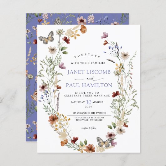 予算 – ワイルドフラワーズフローラ結婚式招待状 (正面/裏面)