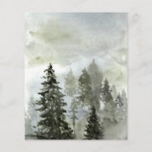 予算/冬/森林 – 結婚式招待状。フライヤー チラシ (裏面)