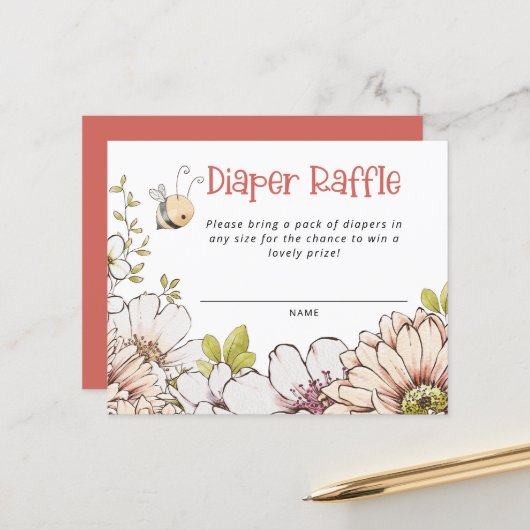 予算（昆虫）マルハナバチコーラルベビーシャワーおむつラッフル (正面/裏面インサイチュ)