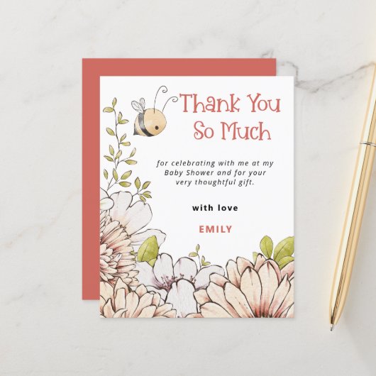 予算（昆虫）マルハナバチコーラルベビーシャワーサンキュー (正面/裏面インサイチュ)