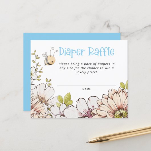 予算（昆虫）マルハナバチブルーベビーシャワーおむつラッフル (正面/裏面インサイチュ)