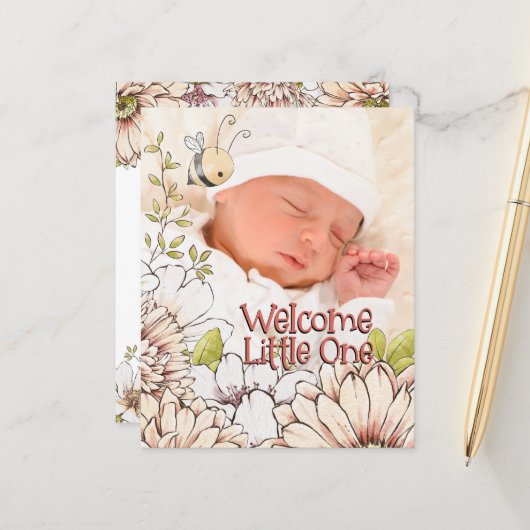 予算(昆虫)マルハナバチベビー写真誕生のお知らせ (正面/裏面インサイチュ)