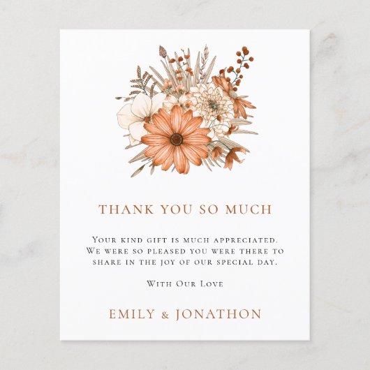 予算 |秋の花模様結婚の写真ありがとう (正面)