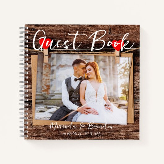 予算 – 素朴ウッドズ結婚フォトゲストブック ノートブック (正面)
