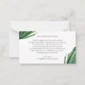 予算、緑の背景のバラ計画の変更 ノートカード (裏面)