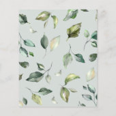 予算/緑/バラ-結婚式招待状。フライヤー チラシ (裏面)