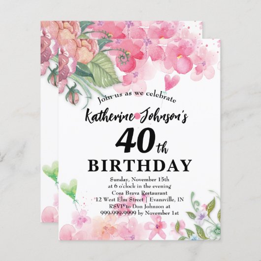 予算、誕生日かわいらしフローラの明るい色 (正面/裏面)