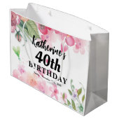 予算、誕生日かわいらしフローラの明るい色 ラージペーパーバッグ (裏面アングル)