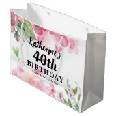 予算、誕生日かわいらしフローラの明るい色 ラージペーパーバッグ (正面アングル)