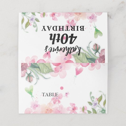 予算、誕生日かわいらしフローラ鮮やかな色シック プレイスカード (外部開封)