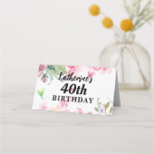 予算、誕生日かわいらしフローラ鮮やかな色シック プレイスカード (裏面)