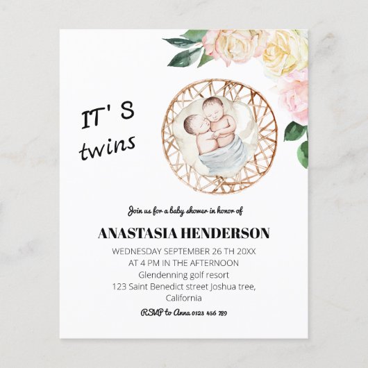 予算/赤ちゃんシャワーの招待状。 チラシ (正面)