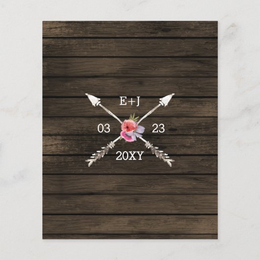 予算〔雄ジカの〕枝角カントリーシック結婚式招待状 (裏面)