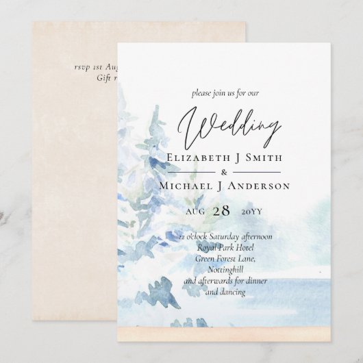 予算 雪の多い山々 冬の湖 木々 (正面/裏面)