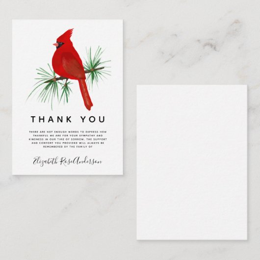 予算（鳥）ショウジョウコウカンチョウ悔やみや弔慰葬儀ありがとう ノートカード (正面/裏面)