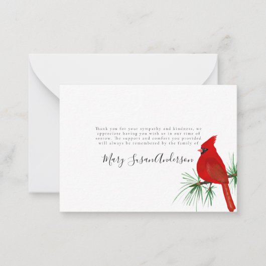 予算（鳥）ショウジョウコウカンチョウ葬儀メモリアルありがとうご注意 ノートカード (正面)