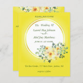 予算。黄色の背景バラ招待状 (正面/裏面)