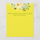 予算。黄色の背景バラ招待状 (裏面)