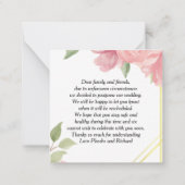 予算、黄金のフレームとピンクのバラ。 ノートカード (裏面)