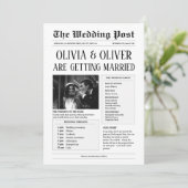 予算, QRコード, ユモア新聞の結婚式 招待状 (スタンド正面)