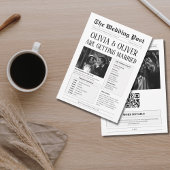 予算、QRコード、新聞おもしろいの結婚記事 招待状