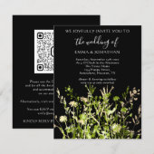 予算 QRコード 花の草原 ゴールド グリーン (正面/裏面)