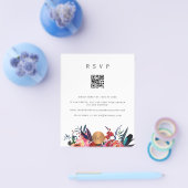 予算 QR コード 花 エレガント 招待 RSVP チラシ (シングル)