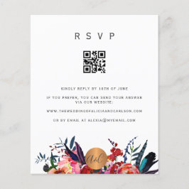 予算 QR コード 花 エレガント 招待 RSVP チラシ
