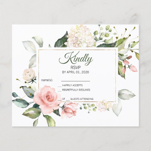 予算 – RSVPカード。 (裏面)