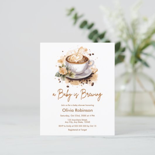予算Aベビーはコーヒー醸造ベビーシャワー招待状 (スタンド正面)