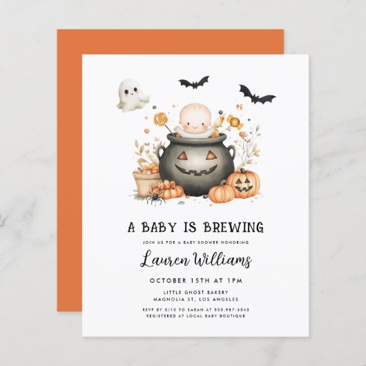 予算Aベビーはハロウィーンの赤ちゃんシャワーを醸造している (正面/裏面)