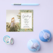 予算All-in1 PHOTOグリーンリーウェディングRSVP QRコード チラシ (シングル)