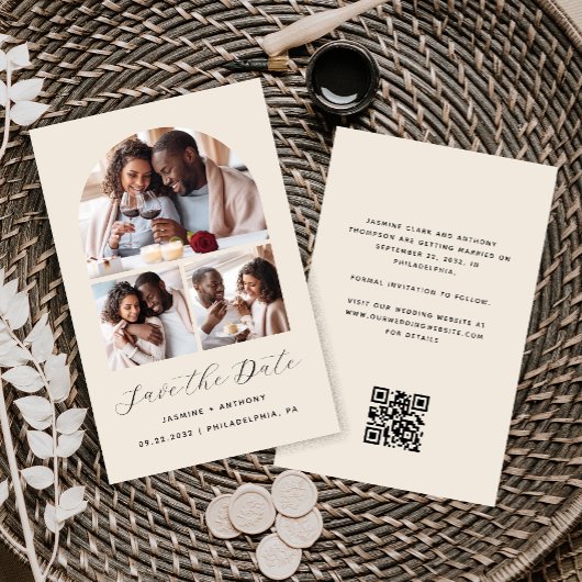 予算Arch 3-Photo Collage Beige日付を保存